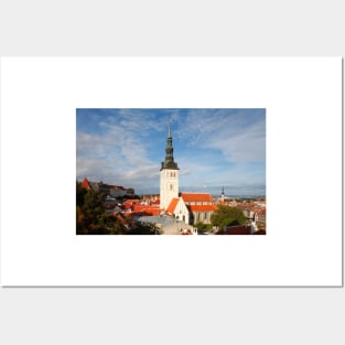 View from the Kiek in de Kök tower to the Nikolai Church, Lower Town, Old Town, Tallinn, Estonia, Europe Posters and Art